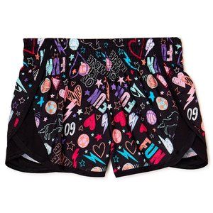 Athletic Works Girls Running Shorts Black Graffiti Size XXL 18 NWT